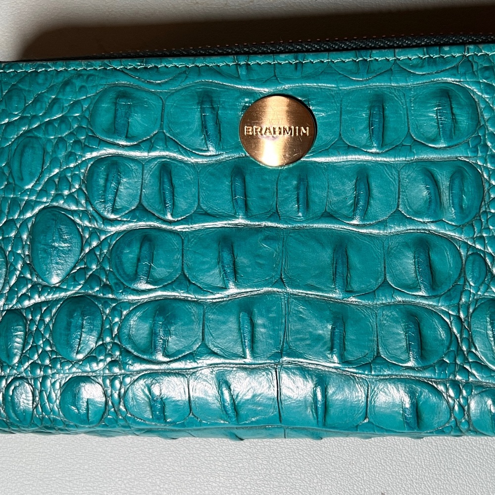 Brahmin Melbourne Turquoise Double Clutch Wallet